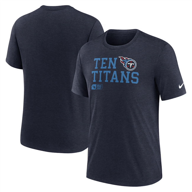 Men's Navy Tennessee Titans Overlap Lockup Tri-Blend T-Shirt